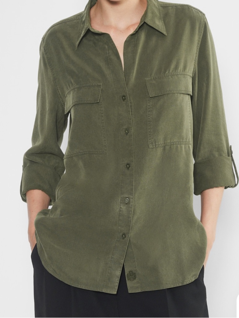 Aritzia Utility Button up Shirt - Size Small Washed Black